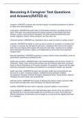 Becoming A Caregiver Test Questions and Answers&lpar;RATED A&rpar;