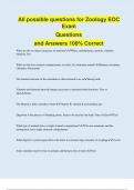 All possible questions for Zoology EOC  Exam Questions and Answers 100% Correct