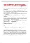 AHA ACLS Written Test &vert; Q&grave;s and A&grave;s &vert; 100&percnt; verified correct answers &vert; 2024&sol;25