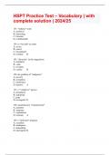 HSPT Practice Test &ndash; Vocabulary &vert; with complete solution &vert; 2024&sol;25