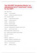 Top 100 HSPT Vocabulary Words | an alphabetical list of "must know" words for the HSPT