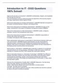 Introduction to IT - D322 Questions 100&percnt; Solved&excl;