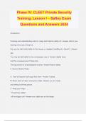 Phase IV: CLEET Private Security Training; Lesson I – Saftey Exam Questions and Answers 2024