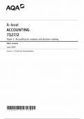 AQA A LEVEL ACCOUNTING PAPER 2 2023 MARKSCHEME &lpar;7127&sol;2&colon; Accounting for analysis and decision-making&rpar;