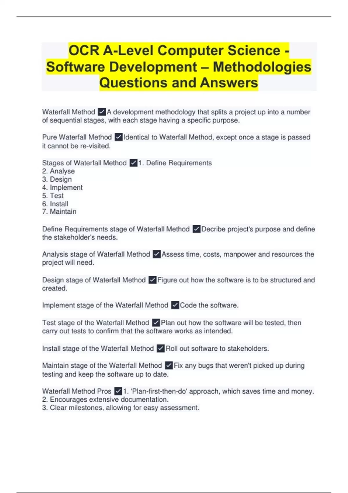 OCR A-Level Computer Science - Software Development – Methodologies ...