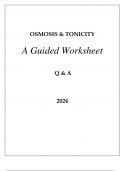 OSMOSIS & TONICITY A GUIDED WORKSHEET Q & A 2024.