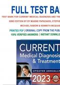 Test bank for current medical diagnosis and treatment 2022 2023 62nd edition by Maxine Papadakis.