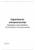 Organising for entrepreneurship - Mock exam: the foundations of entrepreneurship
