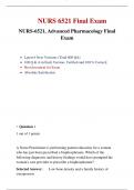 NURS 6521 Final Exam NURS-6521, Advanced Pharmacology Final Exam