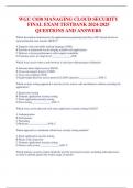 WGU C838 MANAGING CLOUD SECURITY FINAL EXAM TESTBANK 2024-2025 QUESTIONS AND ANSWERS