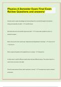 Physics A Semester Exam Final Exam  Review Questions and answers&sol;&sol; &lbrack;Exam Prediction paper Updated 2024&sol;25&rsqb;