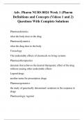 Adv. Pharm NURS 8024 Week 1 (Pharm Definitions and Concepts (Videos 1 and 2) Questions With Complete Solutions