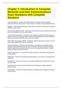 Chapter 1- Introduction to Computer Networks and Data Communications Exam Questions with Complete Solutions