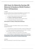 2023 Exam for Maternity Nursing (OB  Maternal & Newborn) NCLEX Practice |  Quiz 5: 80 Questions