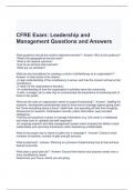 CFRE Exam Leadership and Management Questions and Answers