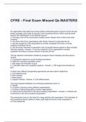 CFRE - Final Exam Missed Qs MASTERS with correct Answers