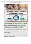 Concrete Field Technician NCDOT Study Guide Exam Questions with 50 terms and Elaborations Updated 2024. 