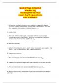 MARKETING GTAMINE Marketing management final exam bank questions and answers
