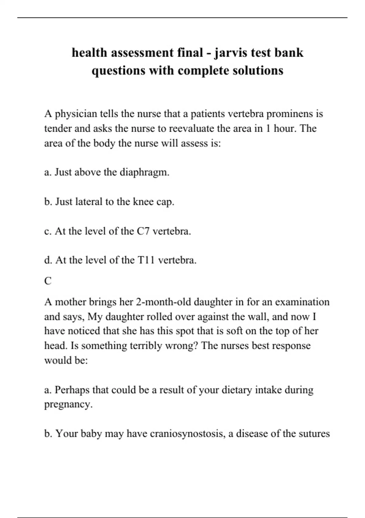 health assessment final - jarvis test bank questions with complete ...