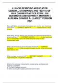ILLINOIS PESTICIDE APPLICATOR GENERAL STANDARDS AND RIGHTS-OFWAY ONLINE PRACTICE EXAM &vert; 300 QUESTIONS AND CORRECT ANSWERS &vert; ALREADY GRADED A&plus; &vert; LATEST VERSION 2024