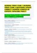 NURSING TODAY EXAM 1 &vert;NURSING TODAY EXAM 2 QUESTIONS UPDATE CORRECT ANSWERS VERIFIED BY EXPERTS TOPSCORE PASS&excl;&excl;&excl;