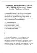 Pharmacology Study Guide - Part 1 /NURS 6521 ADVANCED PHARMACOLOGY Walden  Questions With Complete Solutions
