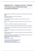 Adjuster Pro &ndash; Indiana License - Chapter 3 Personal Lines 2024 Exam with Complete Solutions