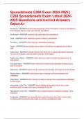 Spreadsheets C268 Exam 2024-2025 |  C268 Spreadsheets Exam Latest 2024- 2025 Questions and Correct Answers  Rated A+ 