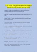 WGU C211 Global Economics for Manager  Questions and Correct Answers 2024