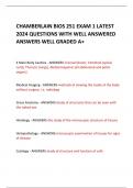 CHAMBERLAIN BIOS 251 EXAM 1 LATEST 2024 QUESTIONS WITH WELL ANSWERED ANSWERS WELL GRADED A&plus;