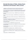 NEVADA NOTARY EXAM  BUNDLE 2024 -  QUESTIONS AND ANSWERS 100&percnt; ACCURATE