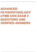 ADVANCED PATHOPHYSIOLOGY UTMB 5355 EXAM 3 QUESTIONS AND ANSWERS 