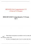 HESI RN Comprehensive V3 Exit Exam (5 Sets of V3 Exams) Questions and Answers Latest  2023 / 2024 Verified Answers