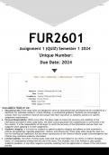 FUR2601 Assignment 1 (ANSWERS) Semester 1 2024 - DISTINCTION GUARANTEED.