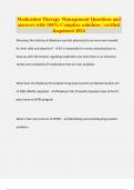 Medication Therapy Management Questions and answers with 100&percnt; Complete solutions &vert; verified &updated 2024