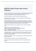 BUS101 Saylor Exam with correct Answers