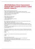  MICHIGAN Basic Driver Improvement Testbank With complete solution &vert; Latest 2024&sol;25 &vert; Rated A&plus;