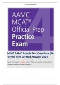 MCAT AAMC Sample Test Questions (96 Terms) with Verified Answers 2024.  