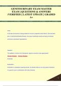 GENITOURINARY EXAM MASTER  EXAM &vert; QUESTIONS & ANSWERS  &lpar;VERIFIED&rpar; &vert; LATEST UPDATE &vert; GRADED  A&plus;