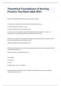 Theoretical Foundations of Nursing Practice Test Bank Q&A 2024