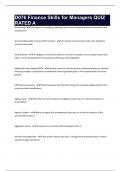 D076 Finance Skills for Managers QUIZ RATED A