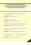 RMA INSURANCE Q&sol;A EXAM &vert;  QUESTIONS & ANSWERS &lpar;VERIFIED&rpar; &vert;  LATEST UPDATE &vert; GRADED A&plus;