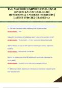 TMU MACROECONOMICS FINAL EXAM  REVIEW KAHOOT (CH. 11-21) |  QUESTIONS & ANSWERS (VERIFIED) |  LATEST UPDATE | GRADED A+