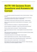 NUTR 100 Quizzes Exam Questions and Answers All Correct