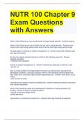 NUTR 100 Chapter 9 Exam Questions with Answers