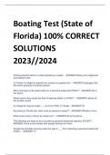 Boating Test (State of  Florida) 100% CORRECT  SOLUTIONS  2023//2024