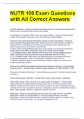NUTR 100 Exam Questions with All Correct Answers