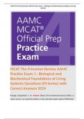 MCAT The Princeton Review AAMC Practice Exam 1 - Biological and Biochemical Foundations of Living Systems Questions (69 terms) with Correct Answers 2024