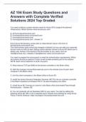 AZ 104 Exam Study Questions and Answers with Complete Verified Solutions 2024 Top Graded 