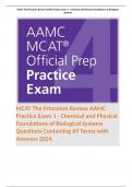 MCAT The Princeton Review AAMC Practice Exam 1 - Chemical and Physical Foundations of Biological Systems Questions Containing 69 Terms with Answers 2024. 
